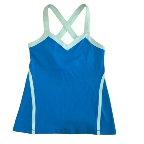 lululemon athletica Tops - Lululemon Crisscross Back Blue Tank Top Size 6
